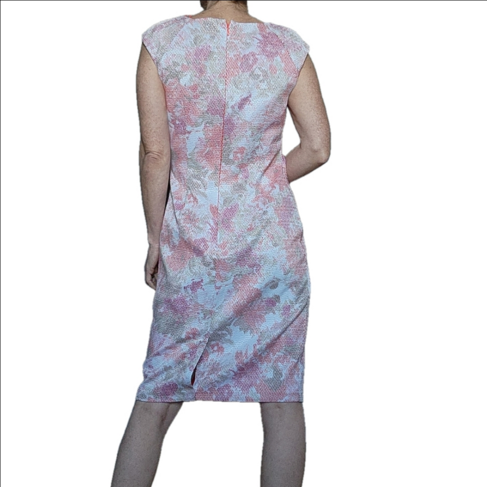 Sleeveless Dress Elegant Pastel Pinks Whites orange and Neutrals ADIANNA PAPELL - Picture 6 of 14